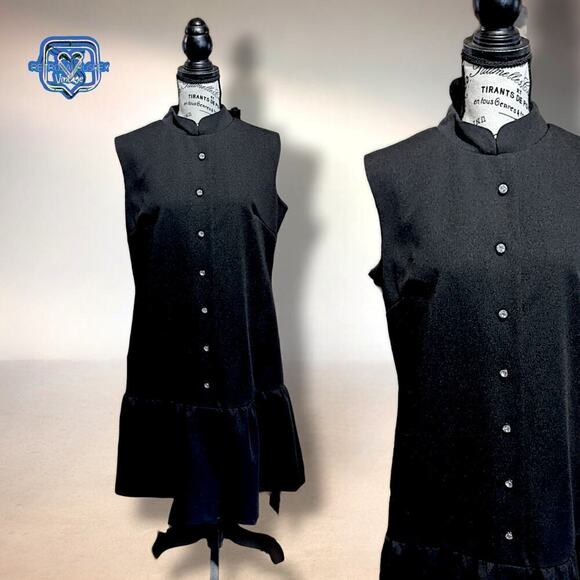 Vintage Dresses & Skirts - Vintage 1960's John Norman Mod Little Black Cocktail Mini Dress